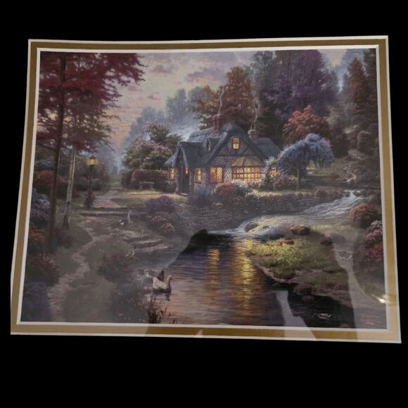 Thomas Kinkade Stillwater Cottage Library Edition 18x16 Framed Print - Picture 5 of 12